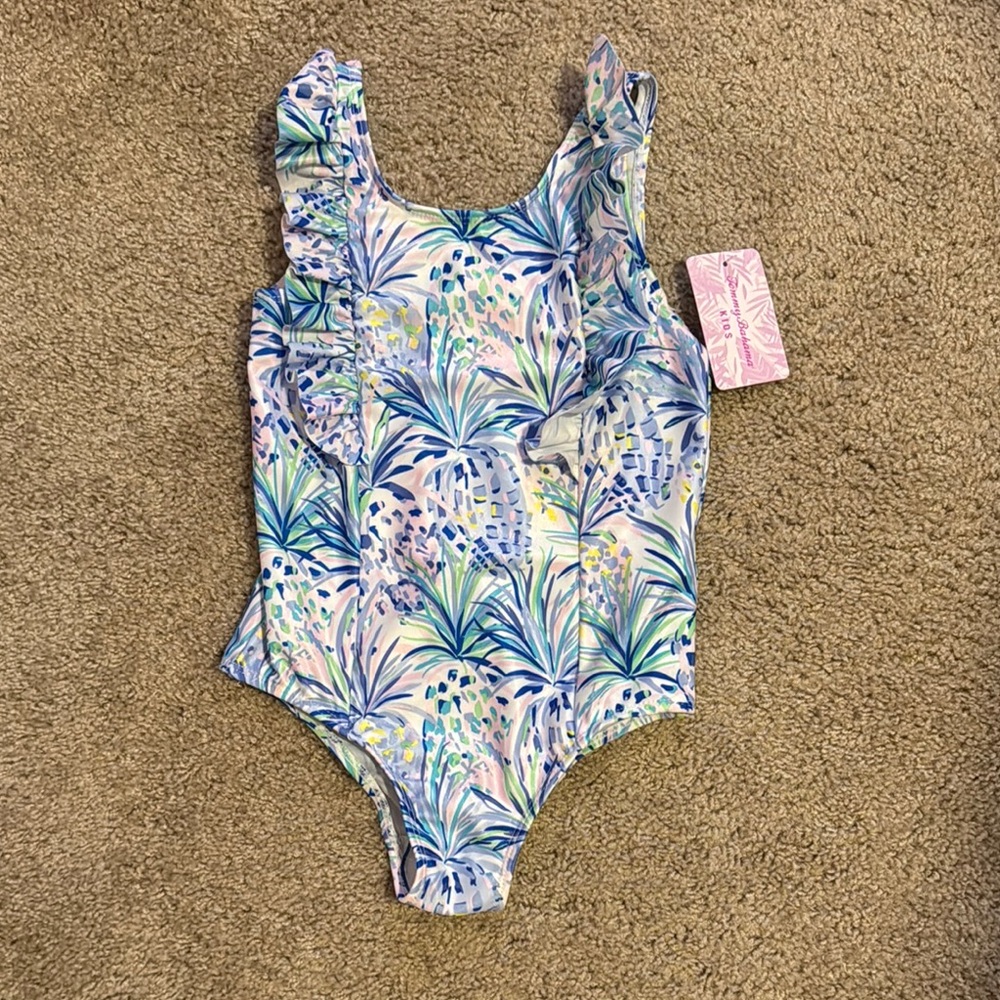 NWT Tommy Bahama Girls One Piece Swimsuit with Ruffle Details